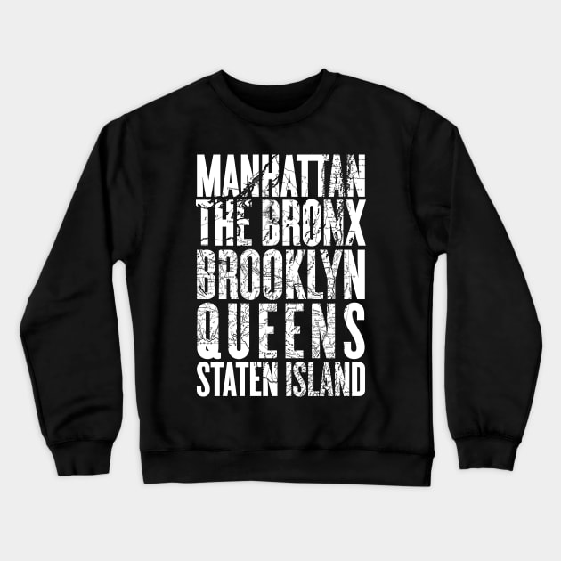 New York City Boroughs Minimalist Design Crewneck Sweatshirt by goodwordsco